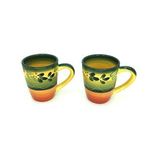 Tabletops Gallery La Province Floral Hand Painted Coffee Mugs Set of 2